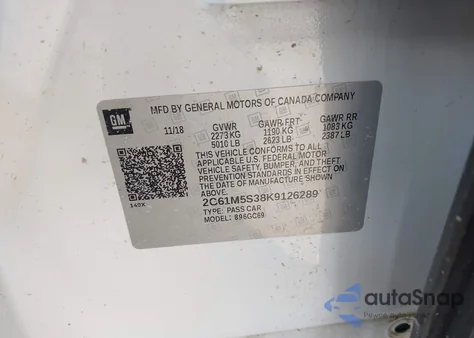 2019 Cadillac Xts Luxury из США, поврежденный, VIN 2G61M5S38K9126289